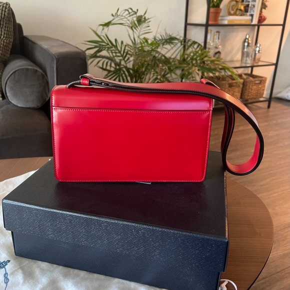 Prada Triangle Logo Spazzolato Leather Shoulder Bag - Picture 7 of 9